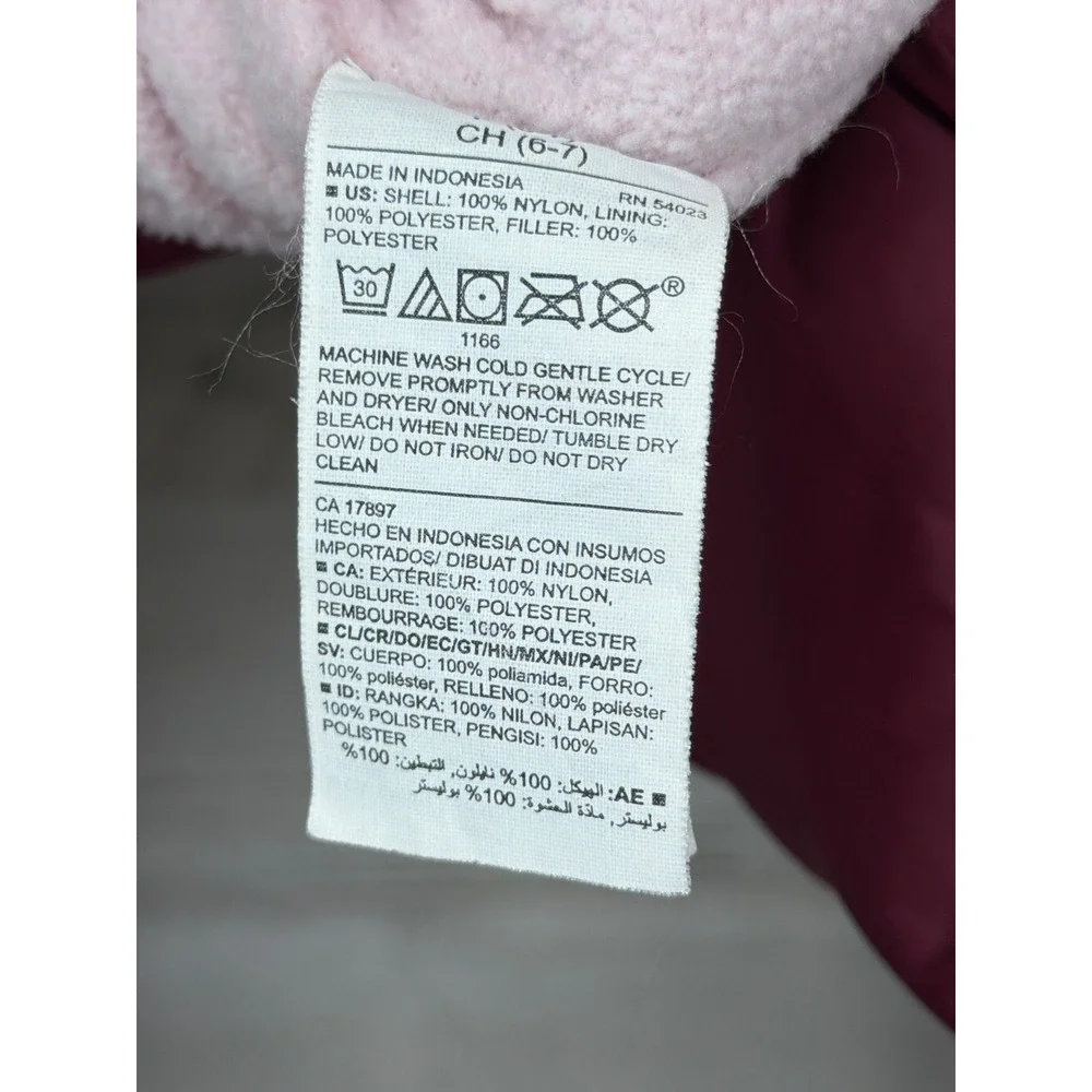 Old Navy Puffer Jacket Girls S 6-7 Pink Maroon Colorblock Gorpcore GUC*